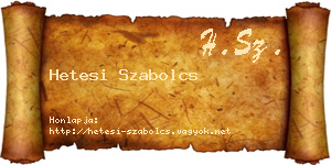 Hetesi Szabolcs névjegykártya